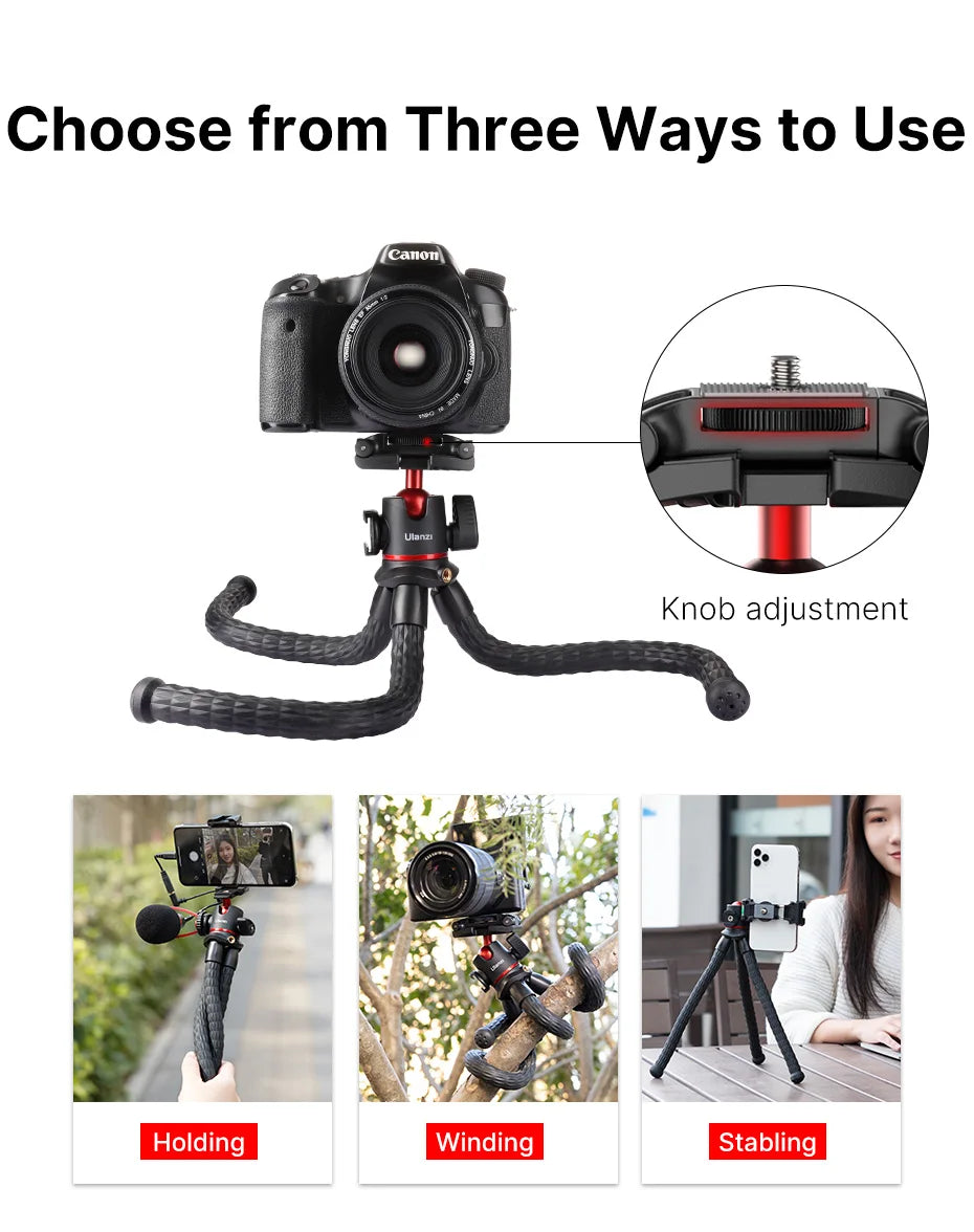 VIJIM Ulanzi MT-33 Flexible Octopus Tripod for Phone Camera DSLR 2in1 Design Tripod With Phone Holder Side Cold Shoe 1/4'' Screw