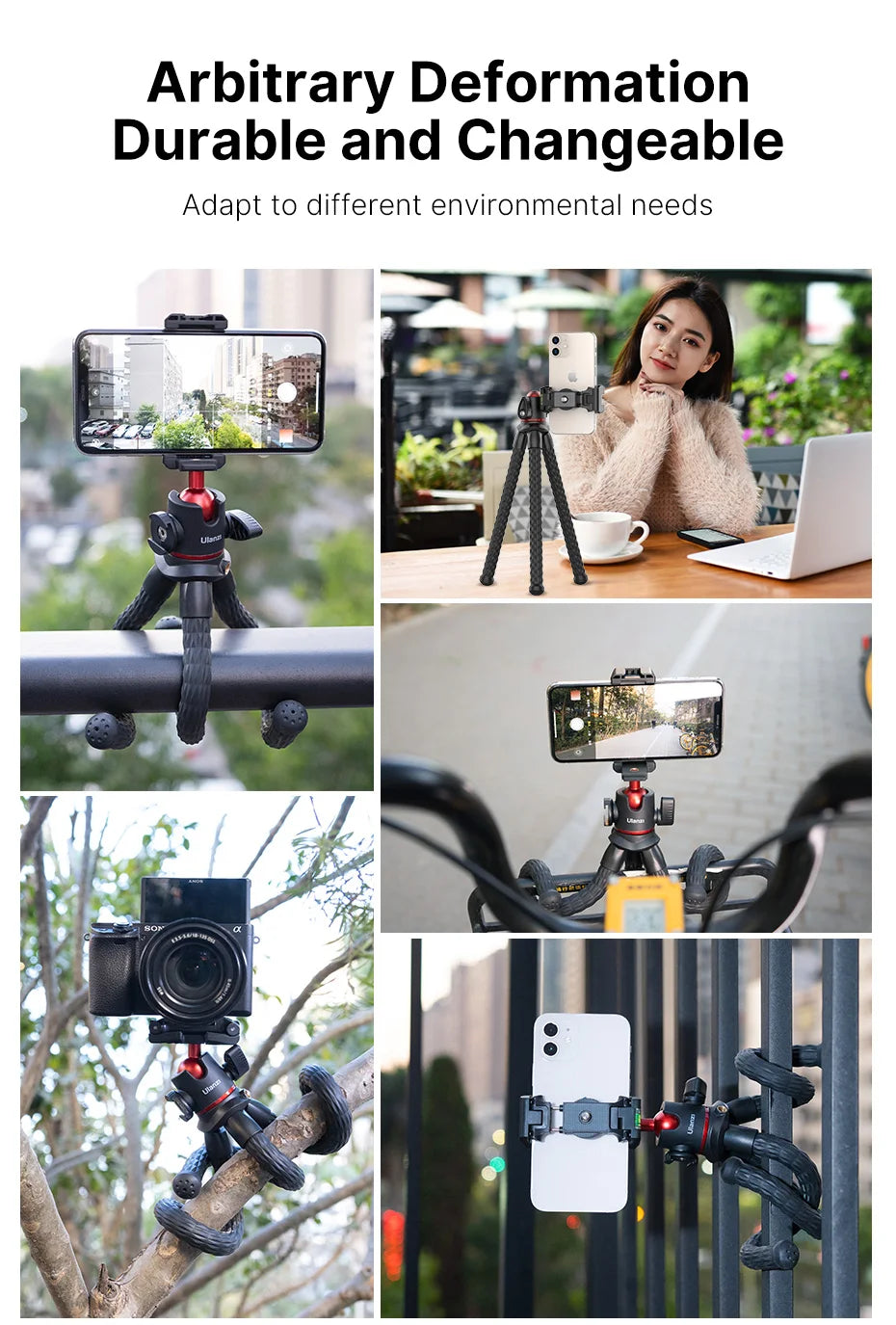 VIJIM Ulanzi MT-33 Flexible Octopus Tripod for Phone Camera DSLR 2in1 Design Tripod With Phone Holder Side Cold Shoe 1/4'' Screw