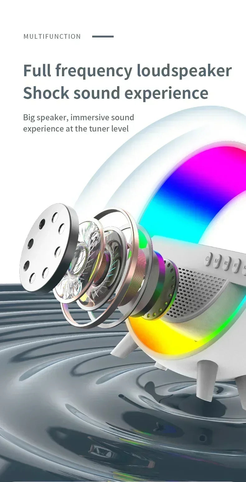 Wireless Speaker Charger Night Light with Alarm Clock Charging Function Atmosphere Lamp LED Table Lamp for Bedroom Home Decor