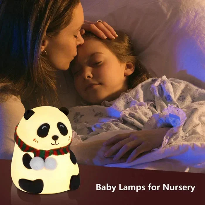 Baby Night Light Timing USB Rechargeable Panda Nursery Sleeping Lamp Portable Beside Touch Lamp for Room Decoration