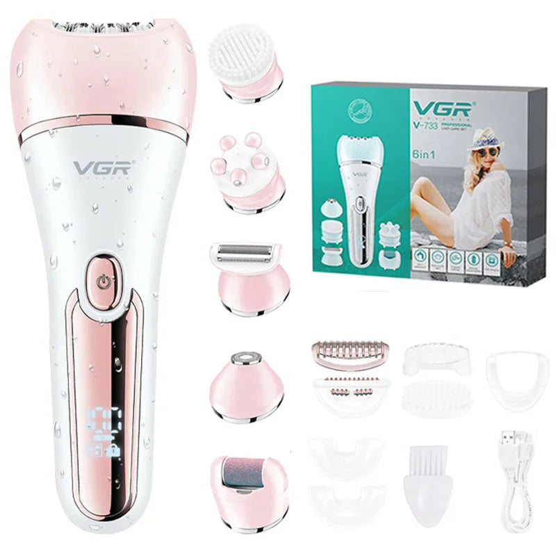 Original VGR  Electric Women Epilator Female Shaver Leg Body Hair Removal Lip Chin Depilatory Lady Bikini Trimmer Facial Hair Re