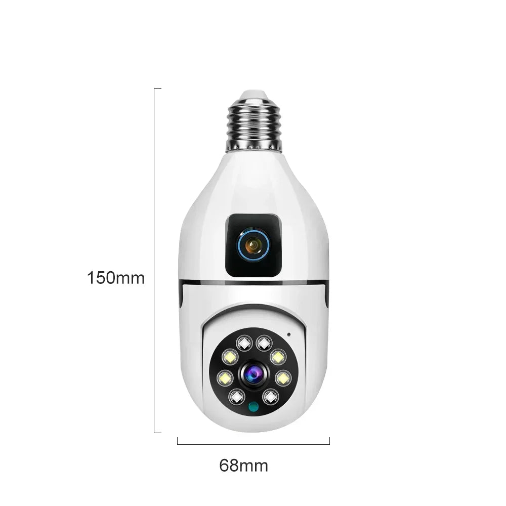8MP E27 Bulb WIFI Camera 8X Zoom Dual Lens Indoor Surveillance Human Tracking Wireless Two-way Audio Cameras Color Night Vision