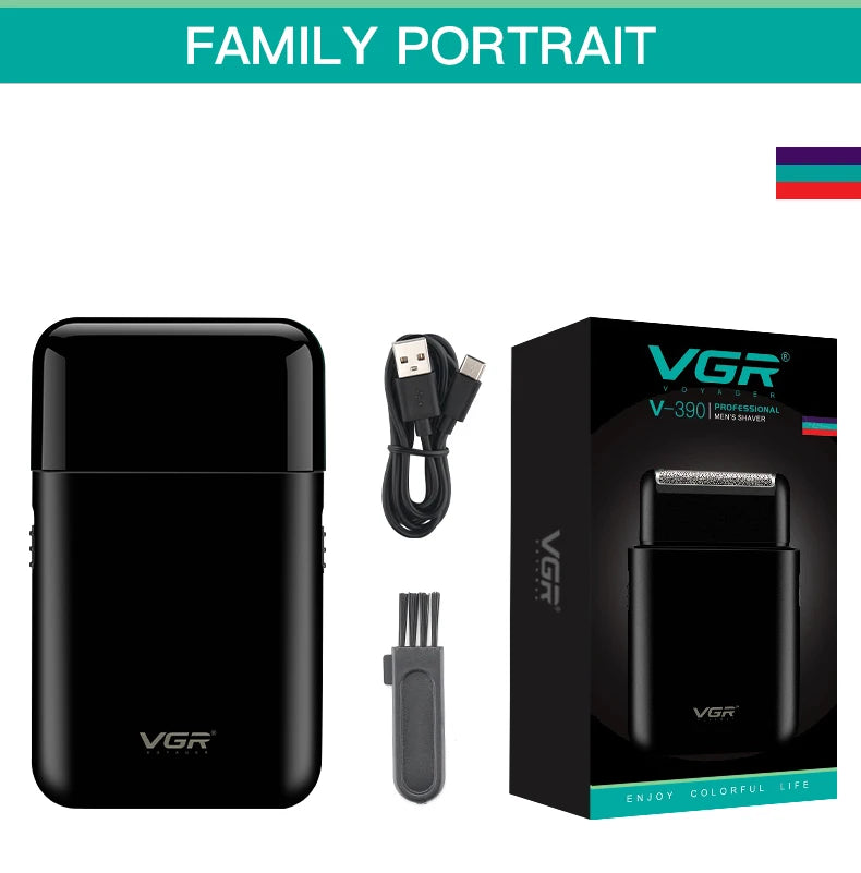 VGR V-390 mini single blade cordless beard trimmer razor rechargeable foil electric face body shaver for men Convenient razor