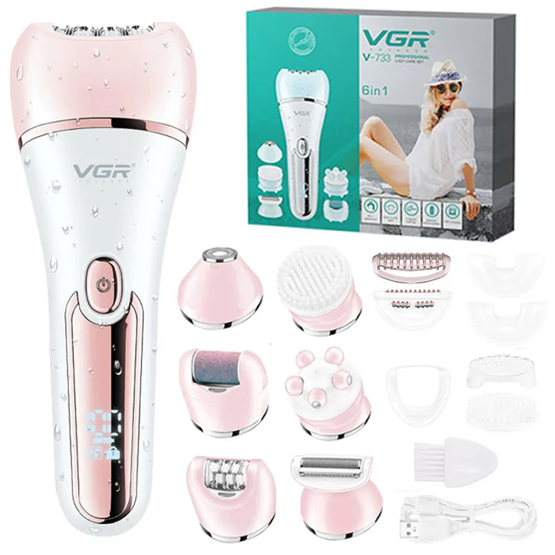 Original VGR  Electric Women Epilator Female Shaver Leg Body Hair Removal Lip Chin Depilatory Lady Bikini Trimmer Facial Hair Re