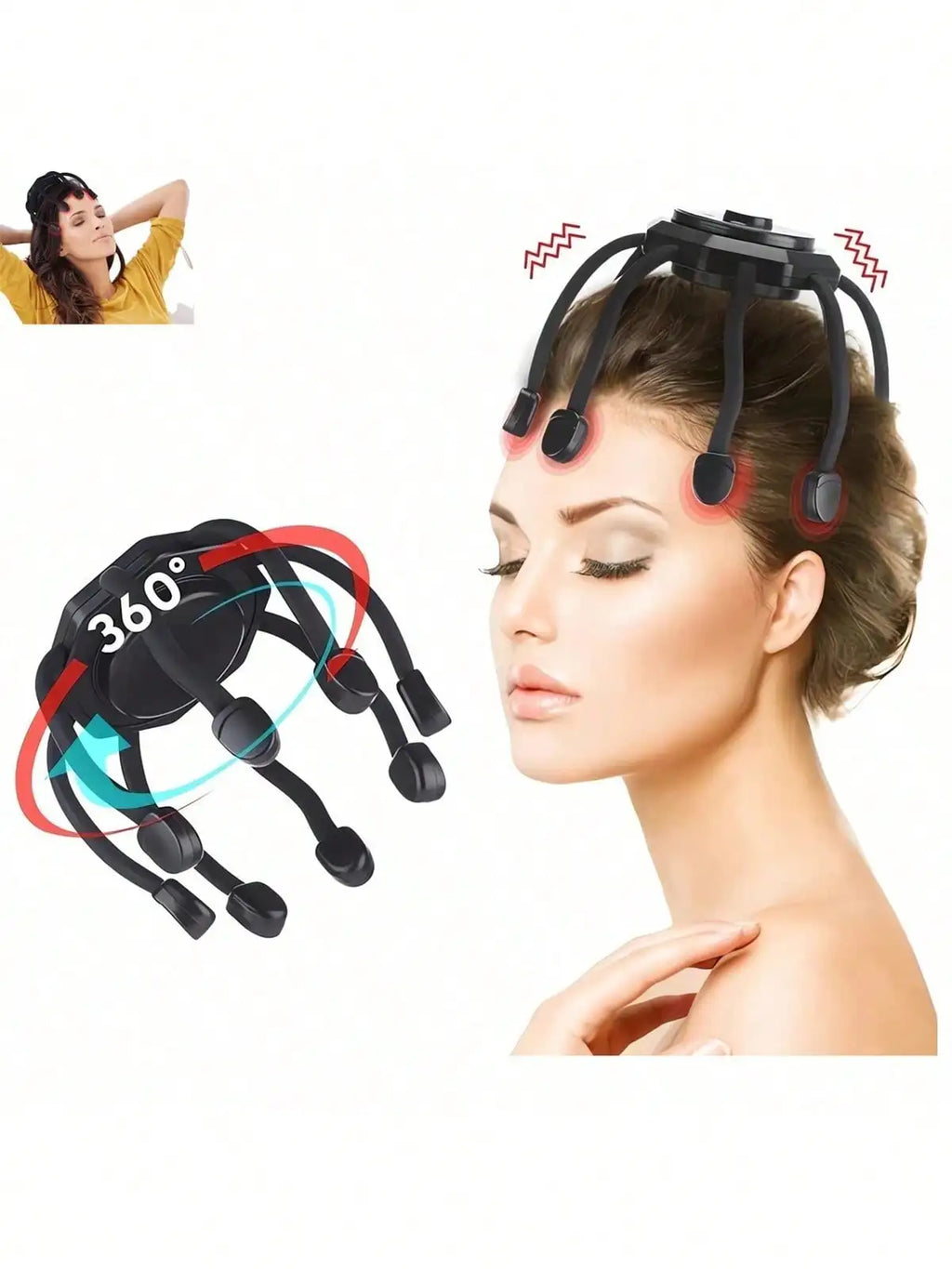 Ultra Scalp Massager, Head Massager Stress Release Massager with 8-Frequency Vibrating Contacts, 3 Modes 360 Degree Portable Ult