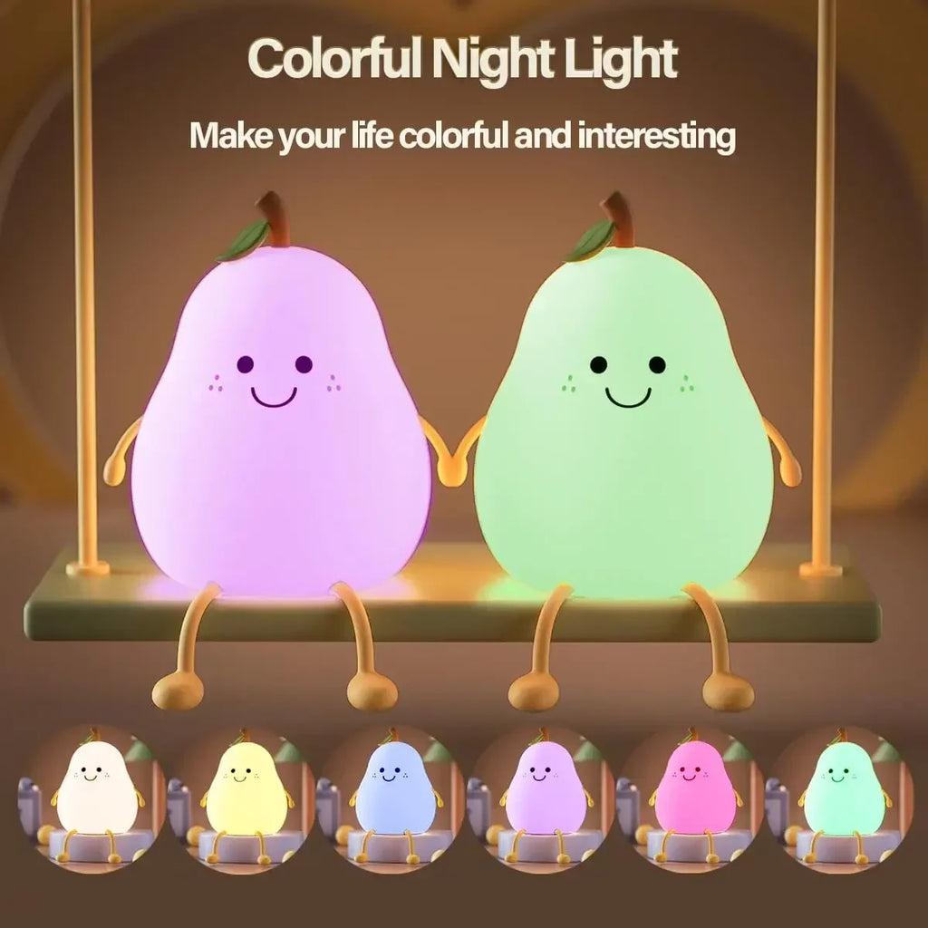 Cute Night Light 3 Level Dimmable Nursery Nightlight Super Squishy Silicone USB Rechargeable Touch Control 7 Colors Night Lamp