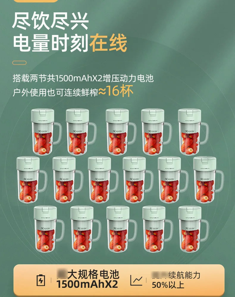 New Royalty Line Roya Mason Cup Juicer Electric Portable Stirring Crushed Smoothies Juicer New Product