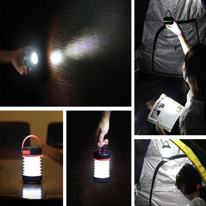 Solar Rechargable Camping Light Foldable Portable Lantern Power Bank Waterproof Flashlight Solar Lamp Camping Outdoor ﻿Lamp