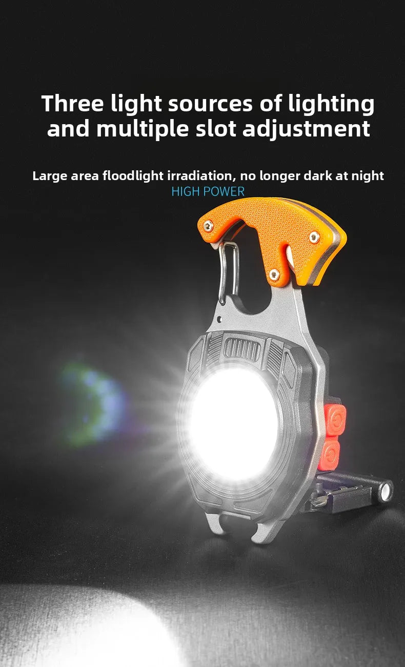 5 in1 Multifunctional Mini COB LED KeyChain Light： USB, Magnet, Opener, Screwdriver