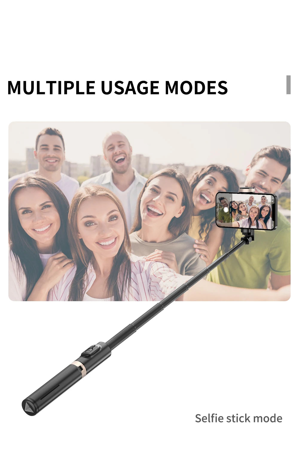 Bluetooth Wireless Handheld Selfie Stick Tripod Extendable Monopod with Remote for Huawei iPhone 13 Pro Max Xiaomi Phone Live