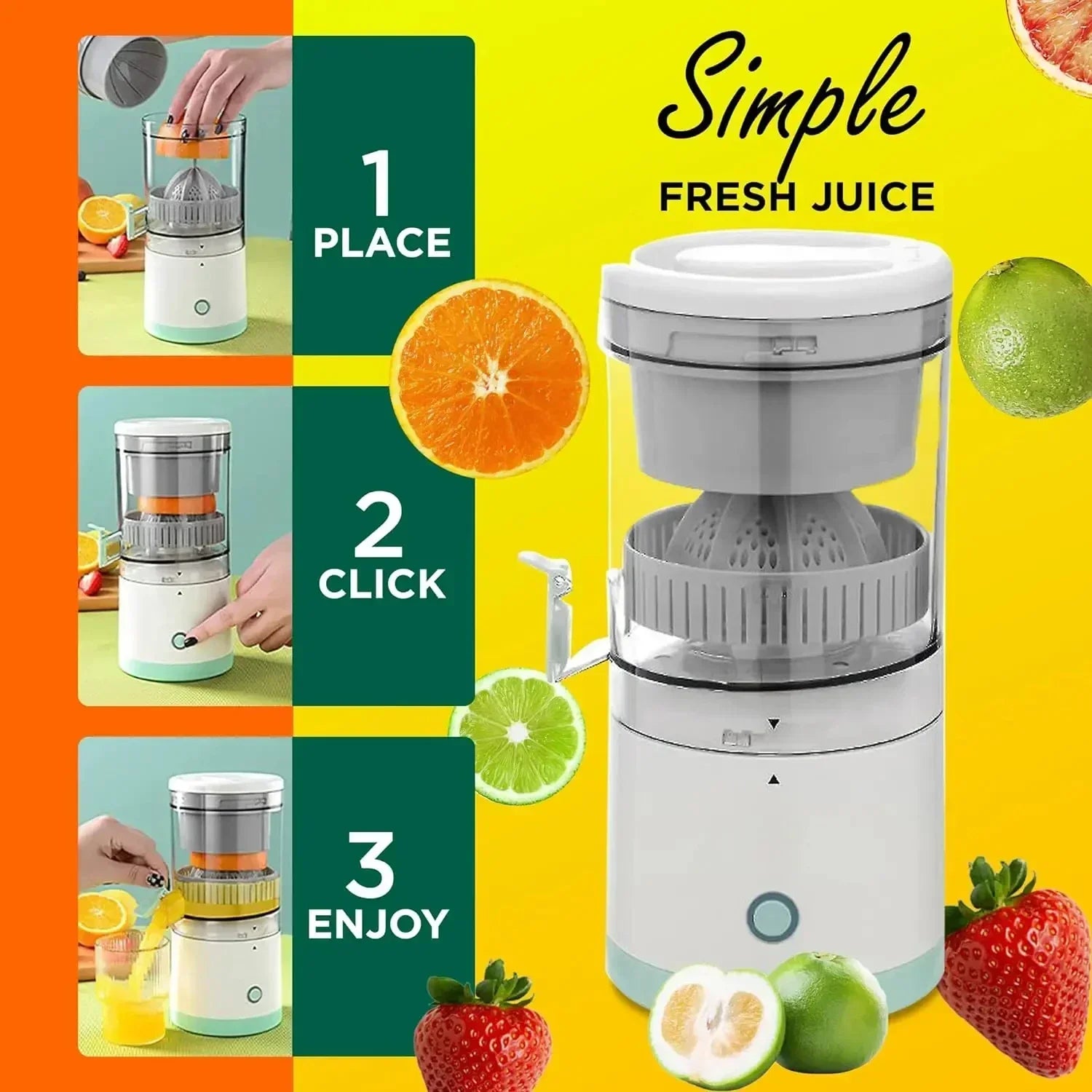 HOMEFISH Electric Juicer Juice Cup Citrus Orange Squeezer USB Charging Fruit Juicer Blender Fresh Separator Press Machine