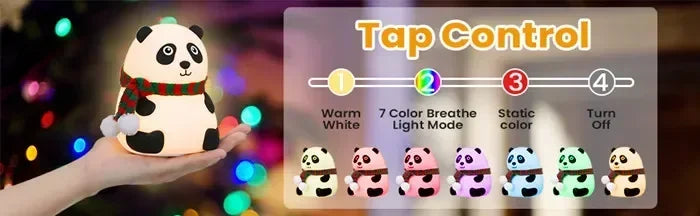 Baby Night Light Timing USB Rechargeable Panda Nursery Sleeping Lamp Portable Beside Touch Lamp for Room Decoration