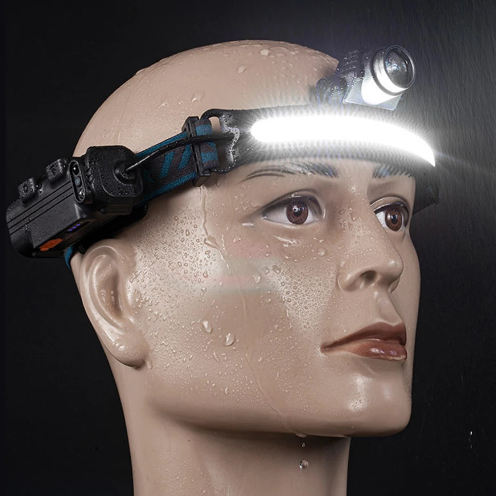 XPG+COB LED Zoom Induction Headlamp USB Rechargeable Outdoor Head Light Power Display Super Bright Headlight for Camping Fishing