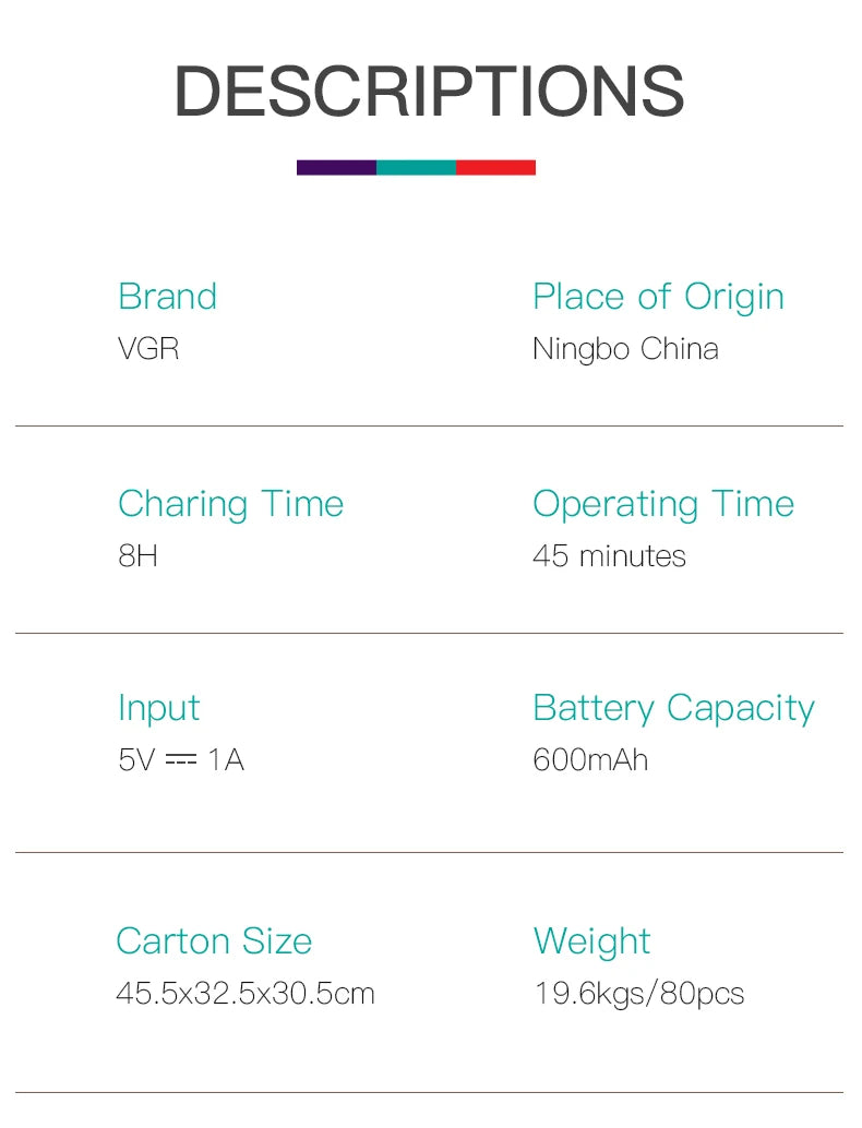 VGR V-390 mini single blade cordless beard trimmer razor rechargeable foil electric face body shaver for men Convenient razor