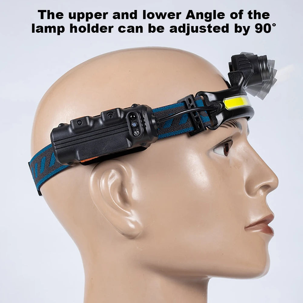 XPG+COB LED Zoom Induction Headlamp USB Rechargeable Outdoor Head Light Power Display Super Bright Headlight for Camping Fishing