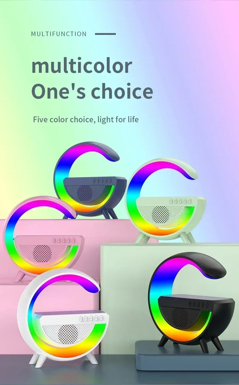 Wireless Speaker Charger Night Light with Alarm Clock Charging Function Atmosphere Lamp LED Table Lamp for Bedroom Home Decor