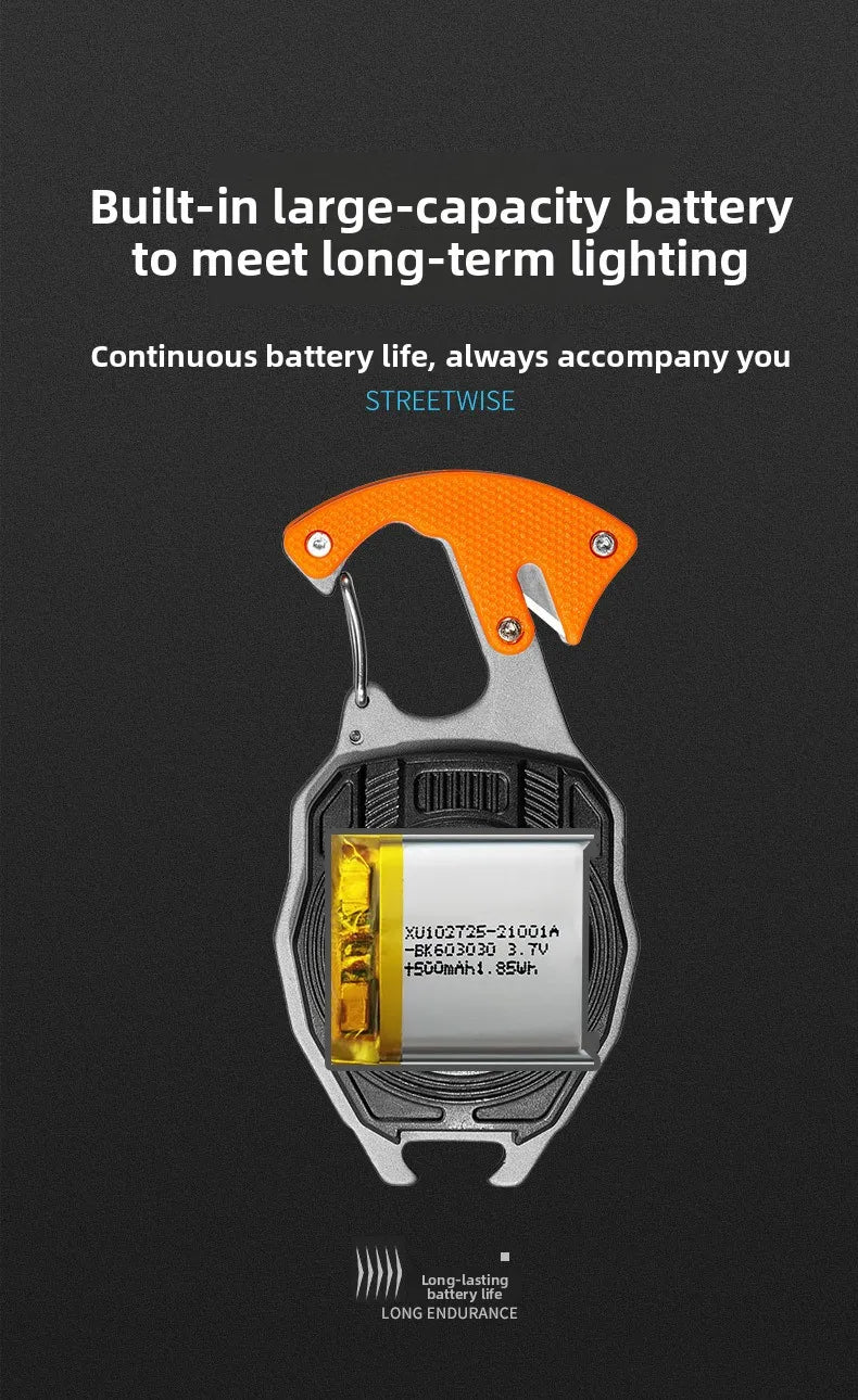 5 in1 Multifunctional Mini COB LED KeyChain Light： USB, Magnet, Opener, Screwdriver