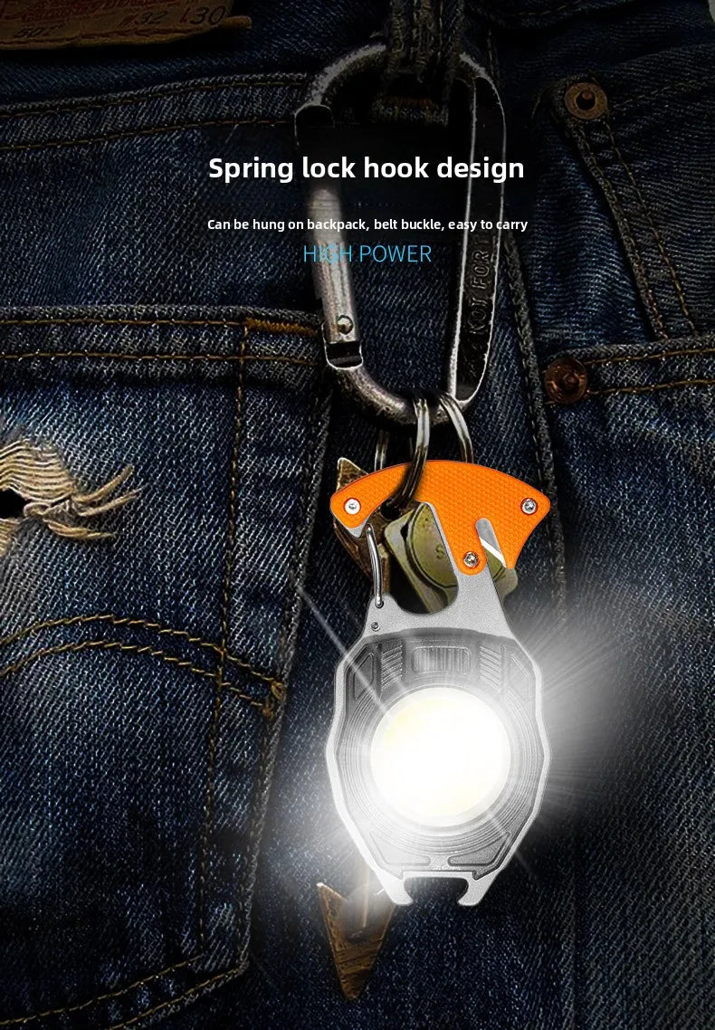 5 in1 Multifunctional Mini COB LED KeyChain Light： USB, Magnet, Opener, Screwdriver