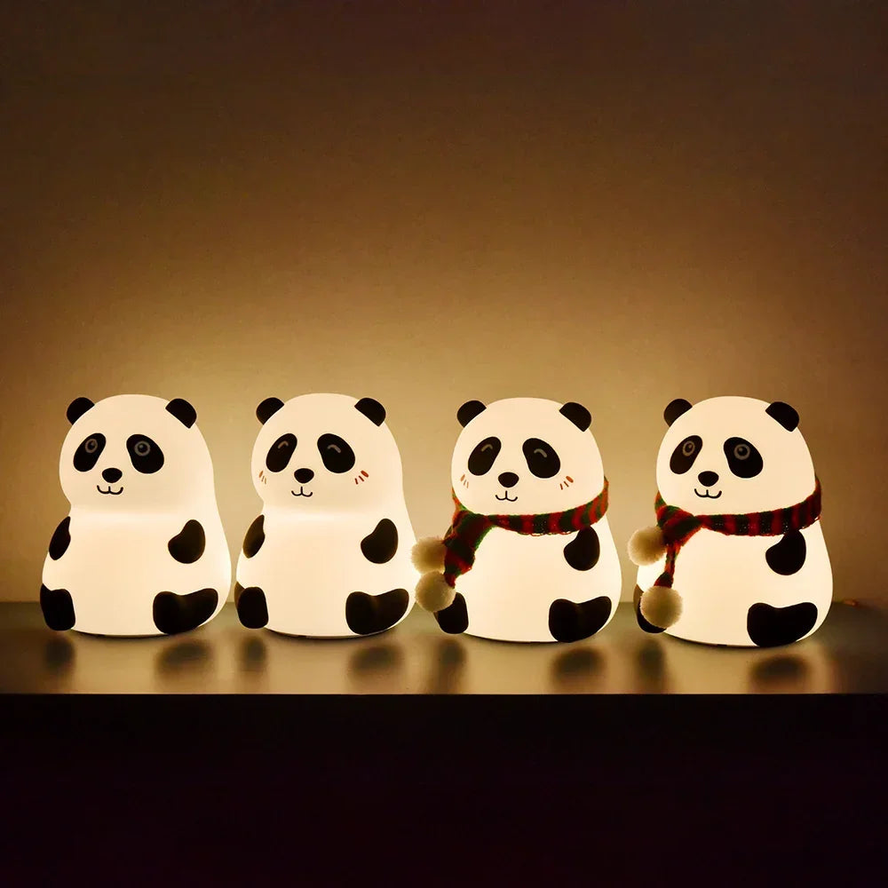 Baby Night Light Timing USB Rechargeable Panda Nursery Sleeping Lamp Portable Beside Touch Lamp for Room Decoration
