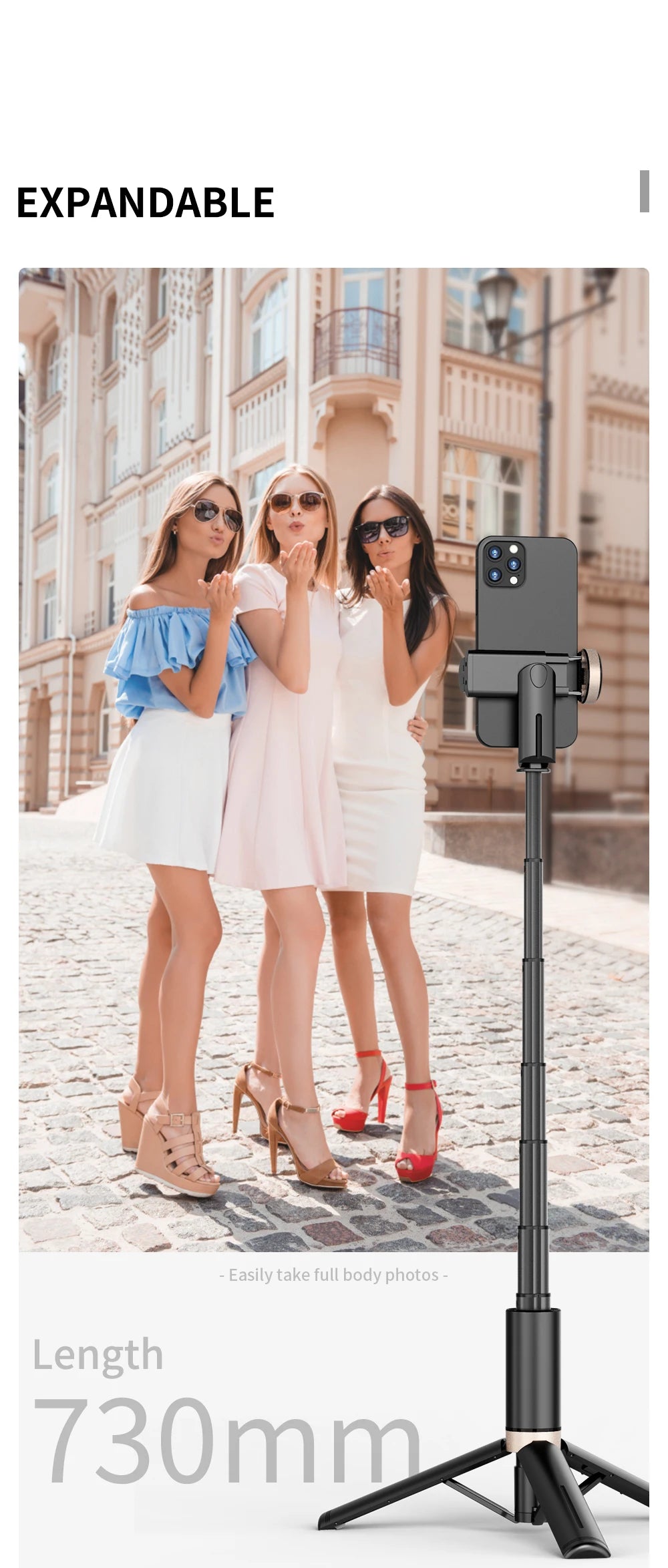 Bluetooth Wireless Handheld Selfie Stick Tripod Extendable Monopod with Remote for Huawei iPhone 13 Pro Max Xiaomi Phone Live