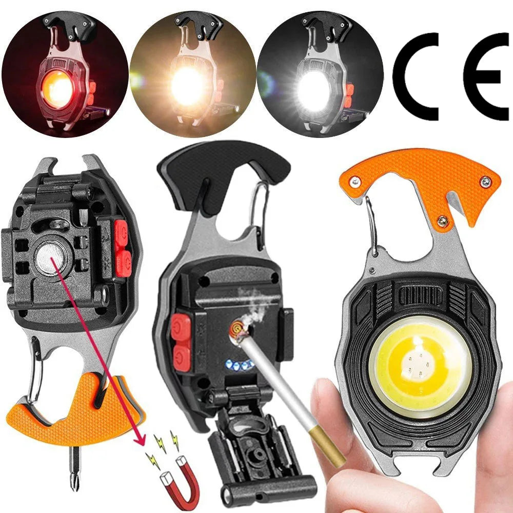 5 in1 Multifunctional Mini COB LED KeyChain Light： USB, Magnet, Opener, Screwdriver